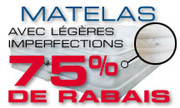 matelas avec légères imperfections 75 % de rabais